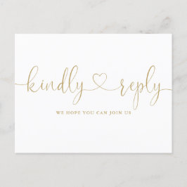 Invitation Carte Postale Demande de chanson de script Cœur d'Or RSVP