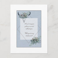 Demande de témoin de mariage bohème fleuri bleu po