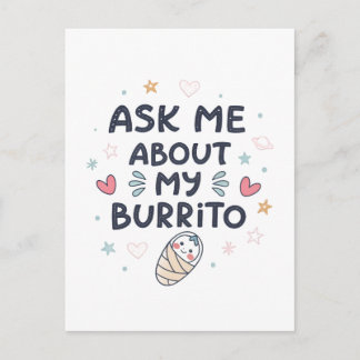 Invitation Carte Postale Demande-moi à propos de mon bébé burrito mignon