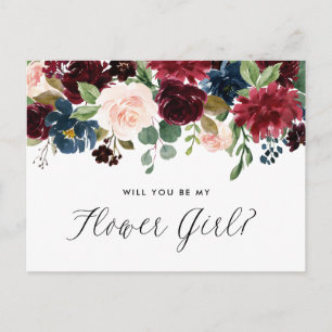 Invitation Carte Postale Demoiselle d'honneur de fleurs de garniture floral