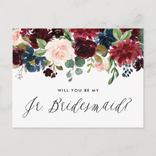 Invitation Carte Postale Demoiselle d'honneur junior à la guirlande florale