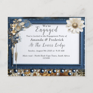 Invitation Carte Postale Denim 3-D tendance Imprimer avec bijoux costume