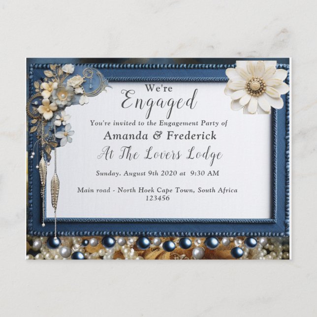 Invitation Carte Postale Denim 3-D tendance Imprimer avec bijoux costume (Devant)