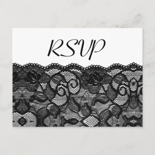 Invitation Carte Postale Dentelle noire vintage l'épousant élégante de RSVP