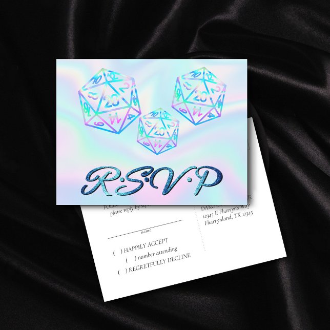 Invitation Carte Postale Dés RPG | Holo Imaginaire Tabletop Gamer Événement (Créateur téléchargé)