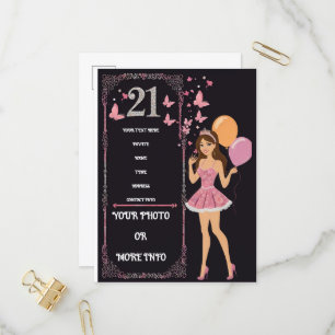 Invitation Carte Postale Design d'anniversaire avec options photo personnal