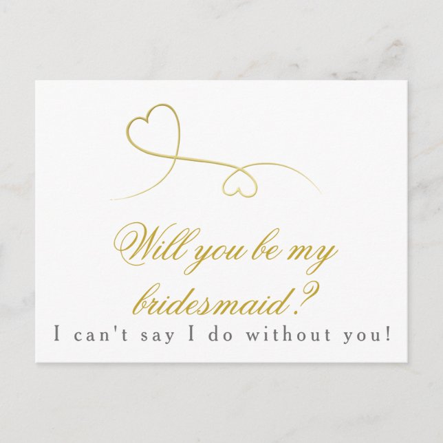 Invitation Carte Postale Deux Coeurs d'or | Soyez mon Mariage (Devant)