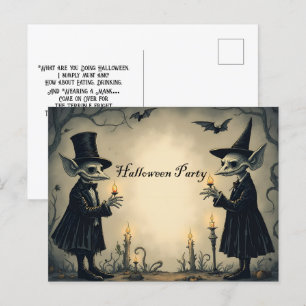 Invitation Carte Postale Deux Goblins bien habillés fête d'Halloween
