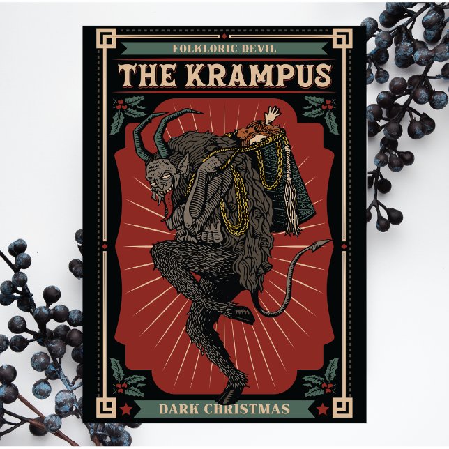 Invitation Carte Postale Diable folklorique de Noël sombre Krampus Sac de j (Créateur téléchargé)