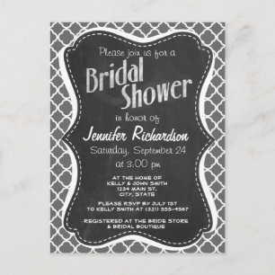 Invitation Carte Postale Dim Grey Quatrefoil ; aspect tableau de bord