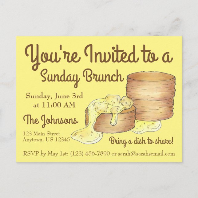 Invitation Carte Postale Dimanche Petit Déjeuner Brunch Biscuits Saucisse G (Devant)