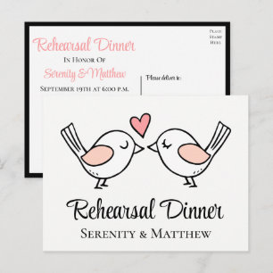 Invitation Carte Postale Dîner de répétition de Mariage noir Inséparable Lo