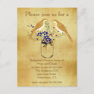 Invitation Carte Postale Dîner de répétition Pot Mason Fleurs sauvages Oise