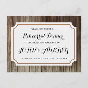 Invitation Carte Postale Dîner de répétition pour Mariage campagnard rustiq