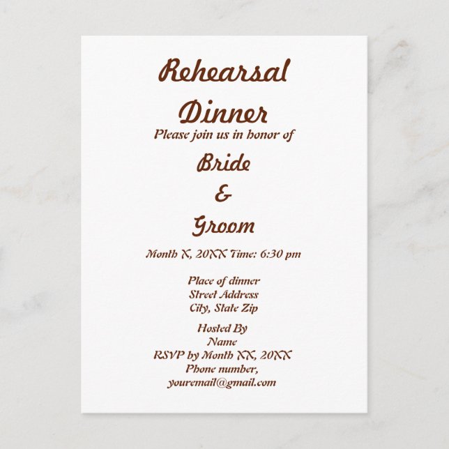 Invitation Carte Postale Dîner de répétition pour mariées et mariées person (Devant)