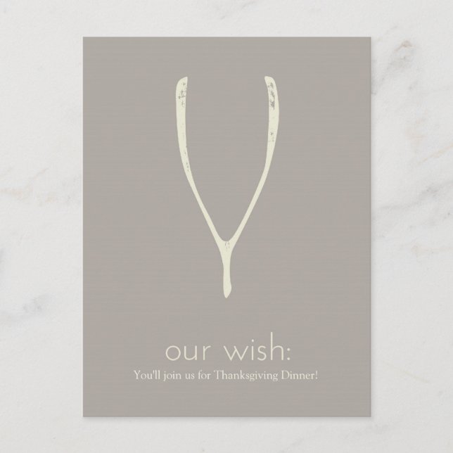 Invitation Carte Postale Dîner de Thanksgiving Wishbone Invitation/Salutati (Devant)