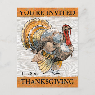 Invitation Carte Postale Dîner rustique de la Turquie Thanksgivingj
