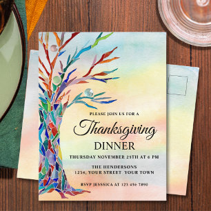 Invitation Carte Postale Dîner Thanksgiving