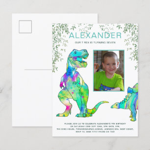 Invitation Carte Postale Dinosaur Jungle Photo Budget de la fête d'annivers