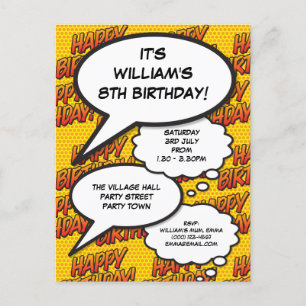 Invitation Carte Postale Discours de fête d'anniversaire amusant Bulles de