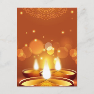 Invitation Carte Postale Diwali célébration bougies dorées