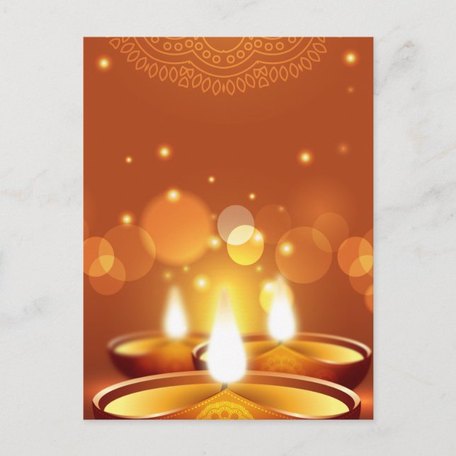 Invitation Carte Postale Diwali célébration bougies dorées (Devant)