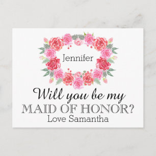 Invitation Carte Postale Domestique de guirlande florale d'aquarelle