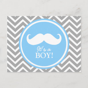 Invitation Carte Postale Douche de bébé de chevron de moustache
