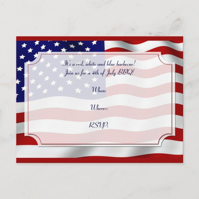 Invitation Carte Postale Drapeau 4 juillet étoiles et rayures pour toujours (Devant)