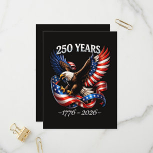 Invitation Carte Postale Drapeau américain de l'aigle du 250e anniversaire