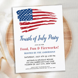 Invitation Carte Postale Drapeau américain patriotique 4 juillet
