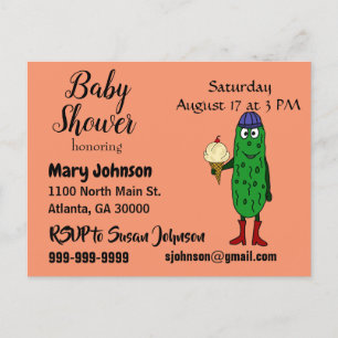 Invitation Carte Postale Drôle Pickle manger Baby shower de crème glacée