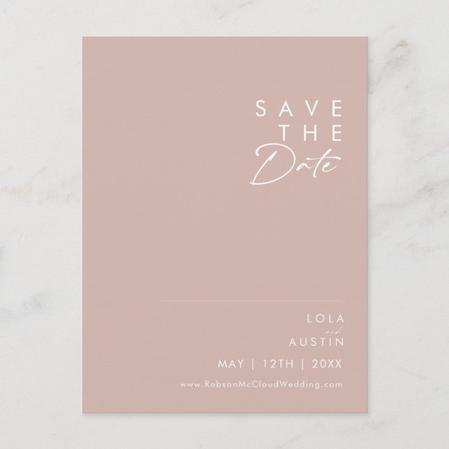 Invitation Carte Postale Dusty Boho | Rose et Violet Save The Date (Devant)