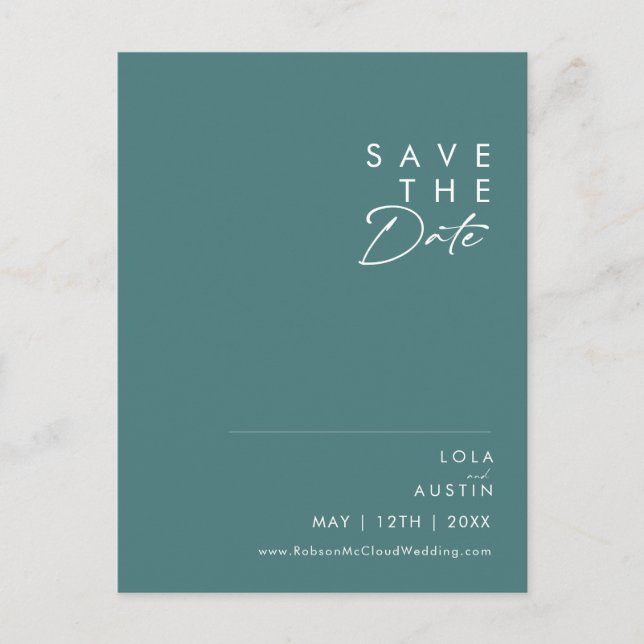 Invitation Carte Postale Dusty Boho | Vert Save the Date (Devant)