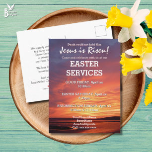 Invitation Carte Postale EASTER Jésus est ressuscité SERVICES D'ÉGLISE Cust