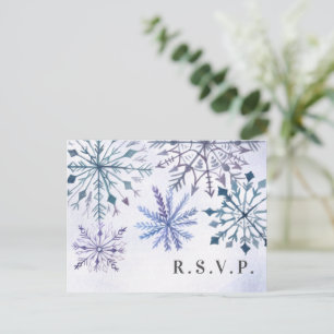 Invitation Carte Postale Eau rustique Snowflakes Mariage d'hiver RSVP