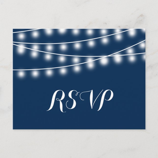 Invitation Carte Postale Éclairages de chaîne Mariage d'été RSVP (Devant)
