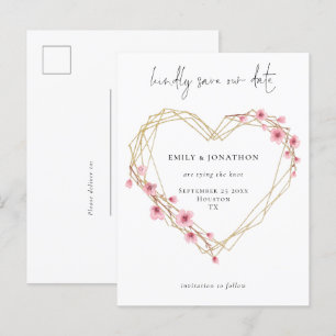 Invitation Carte Postale Écriture Élégante Sakura Fleur de Cerisier Enregis