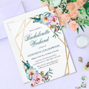 Invitation Carte Postale Élégant Boho Floral Bachelorette Week-end Itinérai
