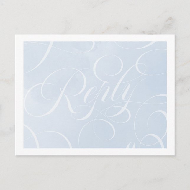 Invitation Carte Postale Elégant Cloud Blue Sky Script Aquarelle Répondre (Devant)