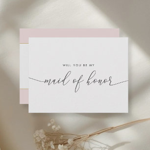 Invitation Carte Postale Elégant Coeur d'Or, vous serez ma femme d'honneur