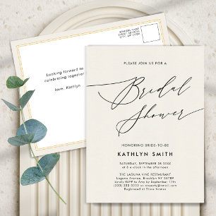 Invitation Carte Postale Élégant écriture moderne simple douche de mariage