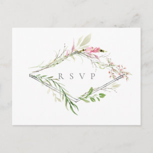 Invitation Carte Postale Elégant Fleur sauvage Frame Mariage RSVP Song Requ