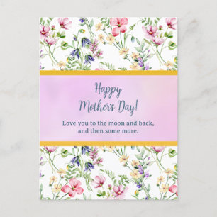 Invitation Carte Postale Élégant floral aquarelle pour une joyeuse fête des