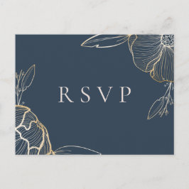 Invitation Carte Postale Élégant floral botanique oré RSVP de mariage
