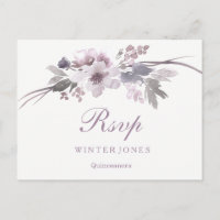 Elégant Floral Violet Hivernal Quinceanera RSVP