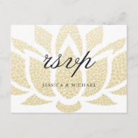 Elégant Lotus or Fleur mariage personnalisé RSVP