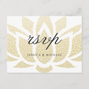Invitation Carte Postale Elégant Lotus or Fleur mariage personnalisé RSVP