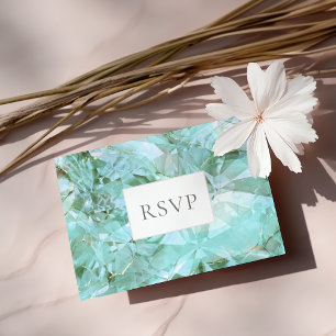 Invitation Carte Postale Elégant mariage en pierre de verre de mer RSVP