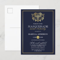 Elégant Marine Bleu & Or Masquerade Sweet 16 Party